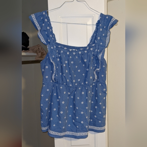Boho ruffle embroidered Old Navy sleeveless top cottage core ruffles cute - Picture 9 of 12